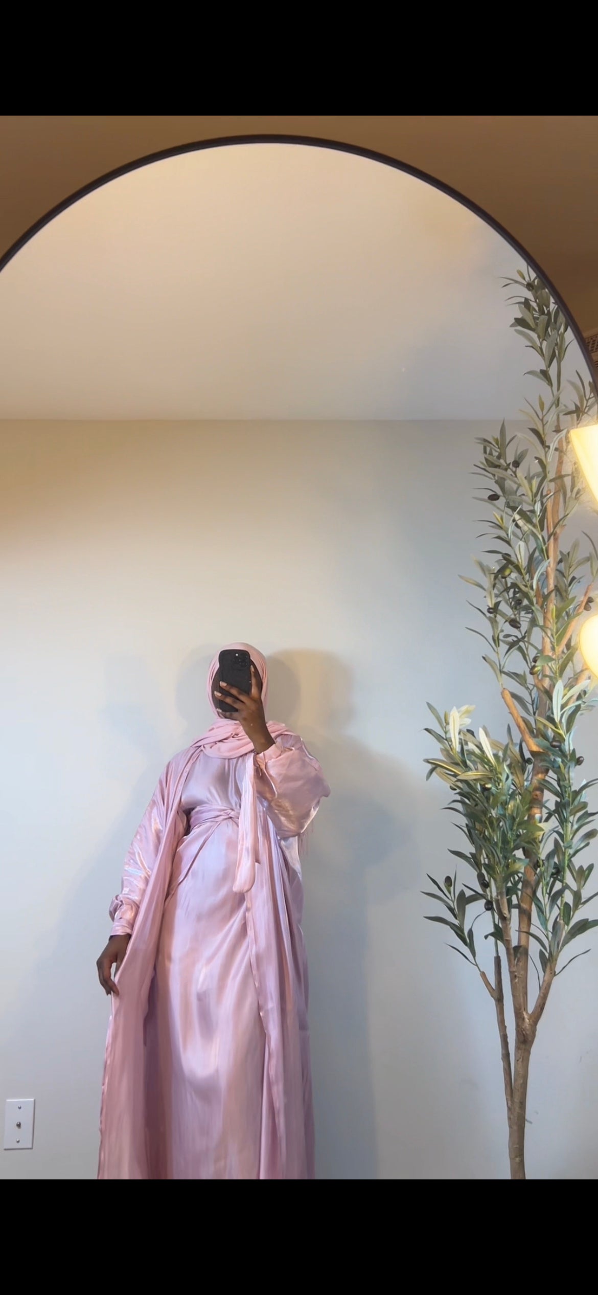 Marwa 3 piece Organza Abaya Set- Pink