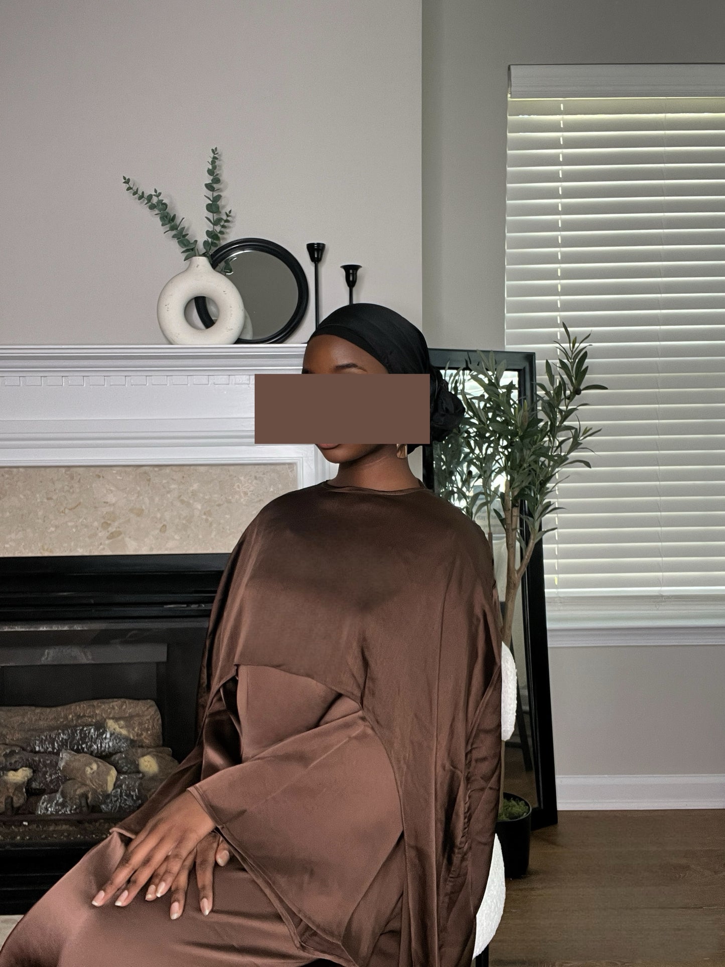 Maisha Cape and Dress Abaya Set- Brown