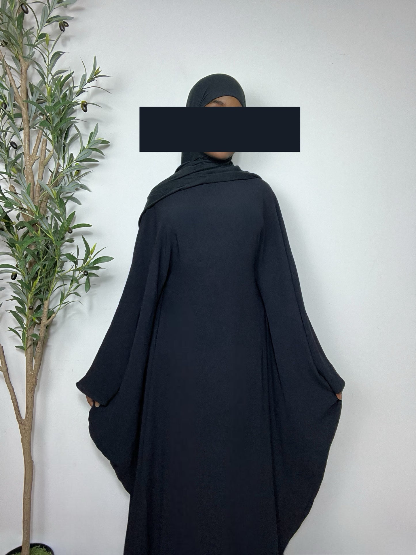 Nabila Butterfly Abaya Dress- Black