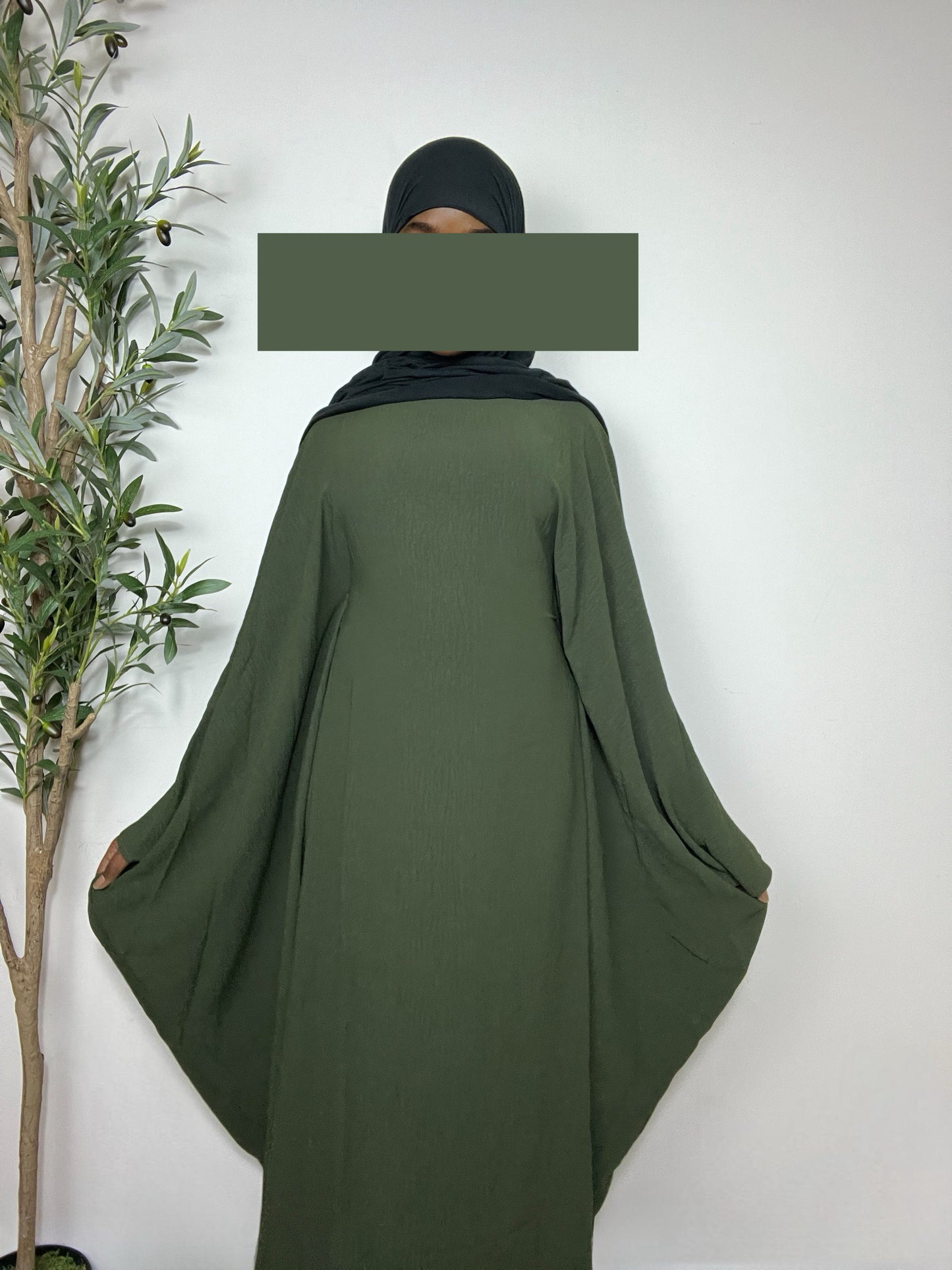 Nabila Butterfly Abaya Dress- Army Green