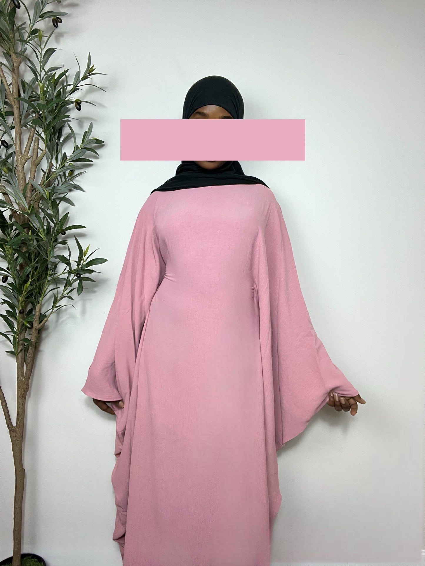 Nabila Butterfly Abaya Dress- Pink