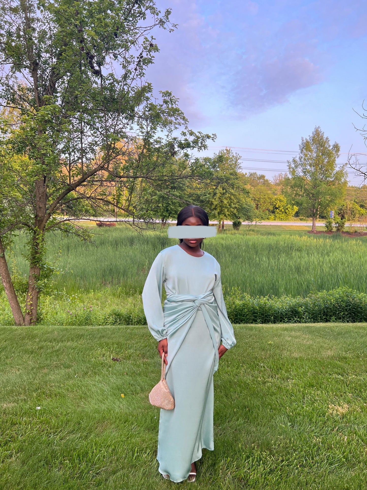 Salma 2 Piece Satin Wrap Dress - Mint