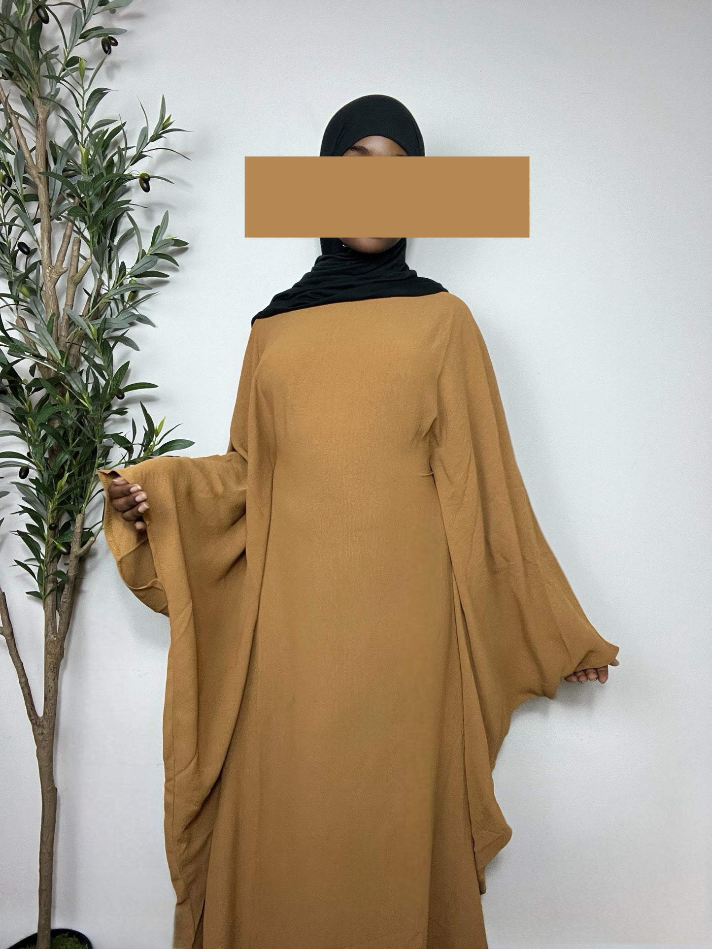 Nabila Butterfly Abaya Dress- Light Brown