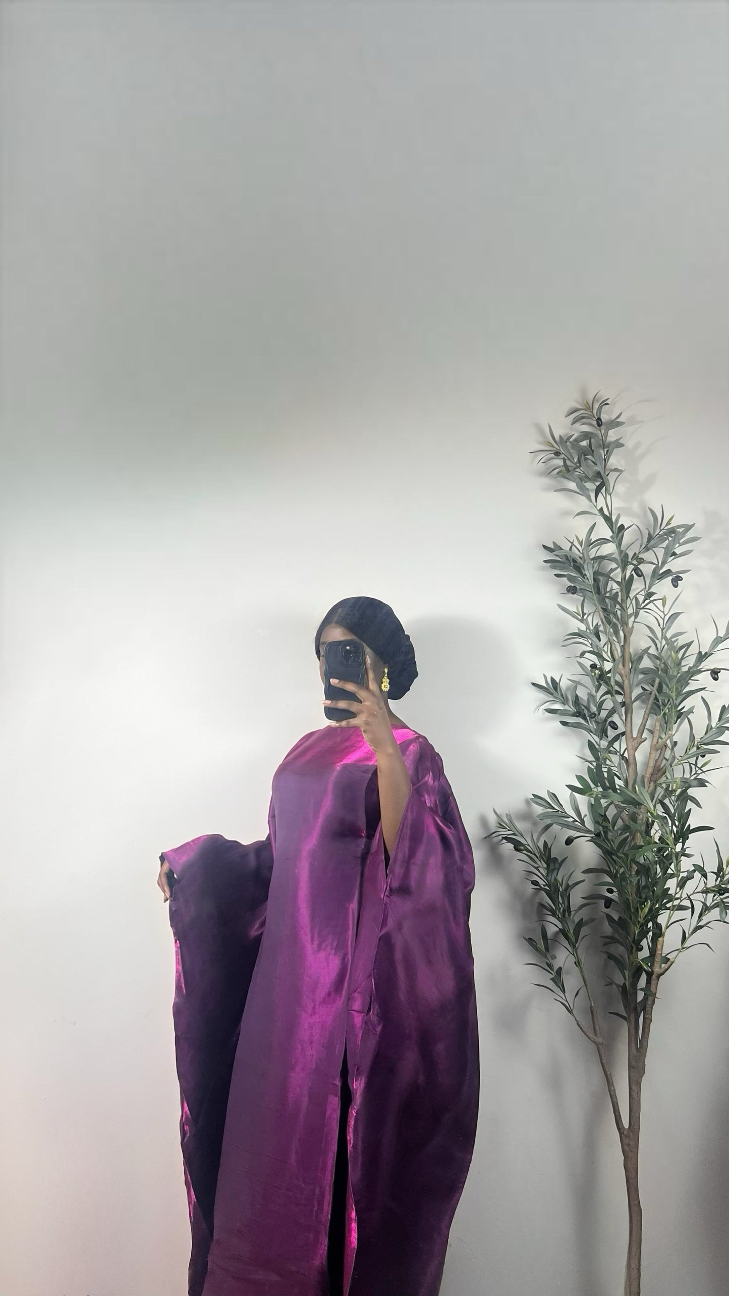 Muneera Shiny Butterfly Abaya Dress- Burgundy