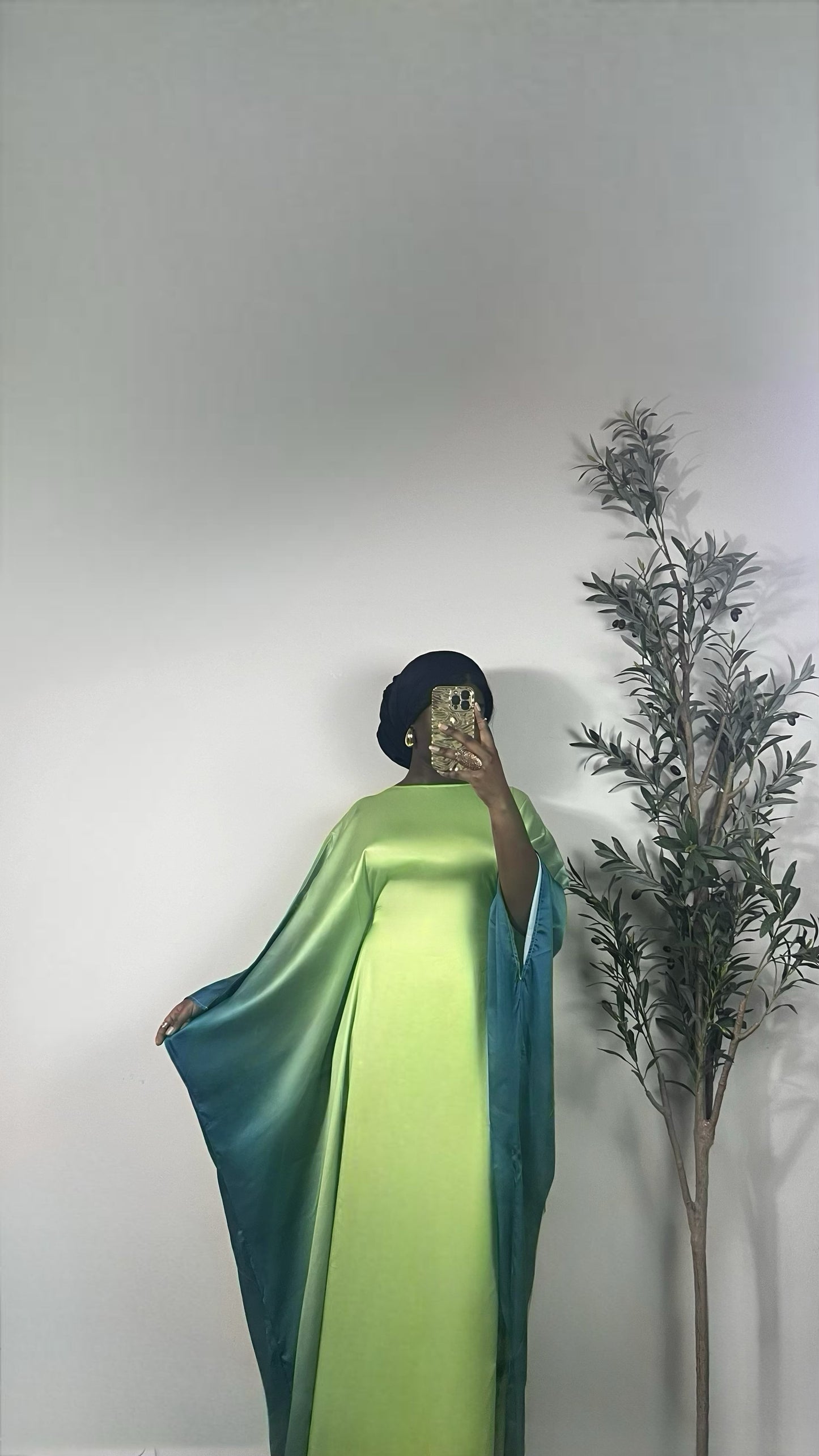 Maya Ombre Butterfly Abaya- Green Gradient