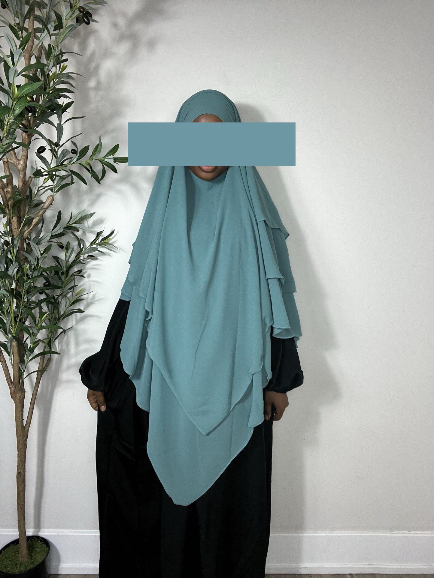 Three Layers Chiffon Khimar- Mint