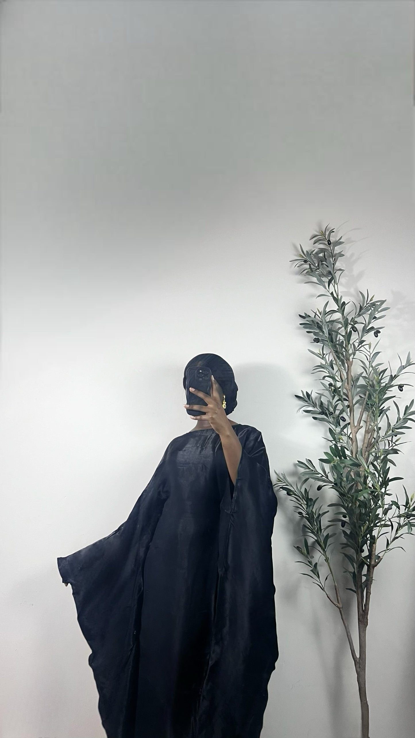 Muneera Shiny Butterfly Abaya Dress- Black