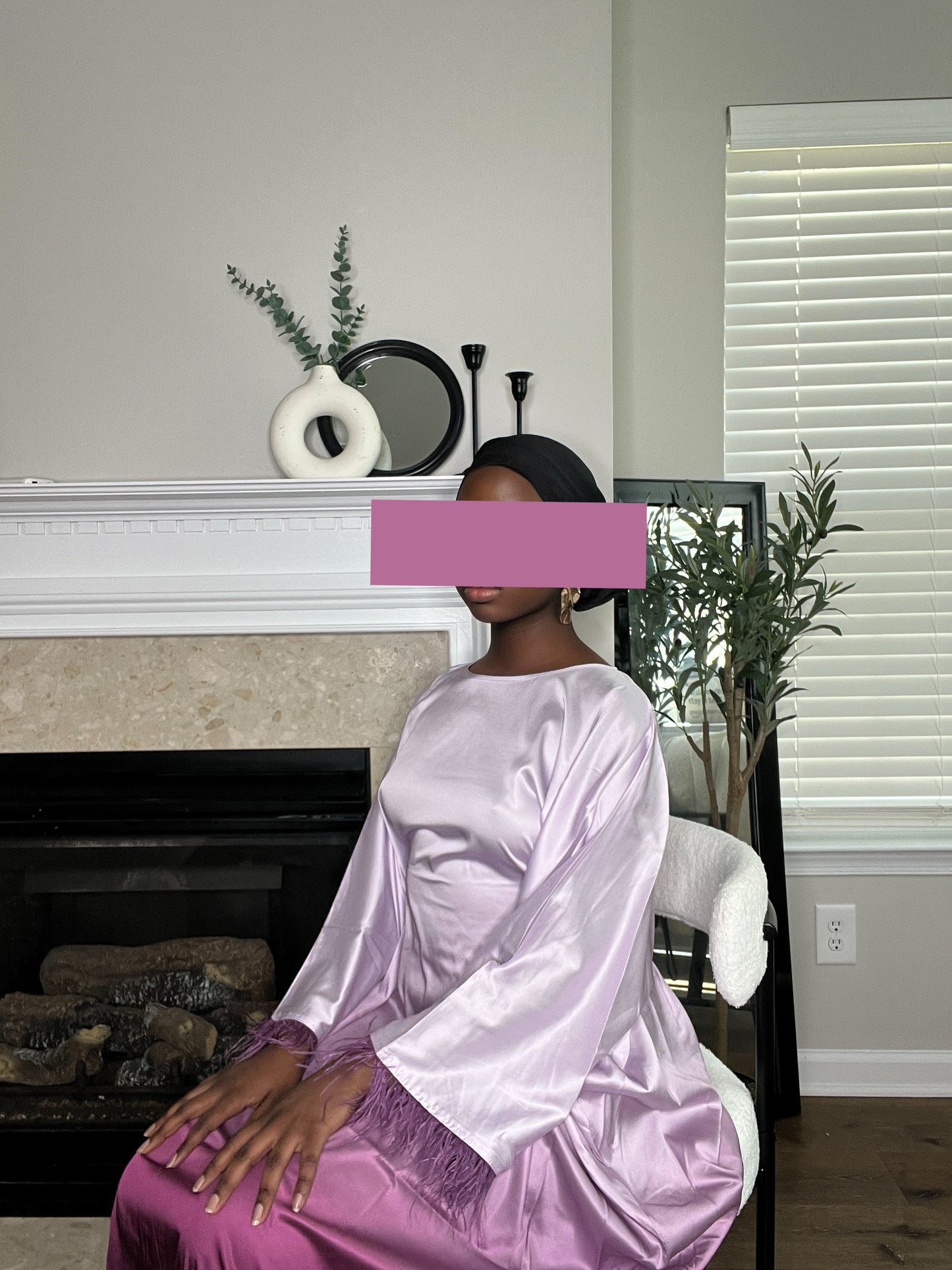 Maya Ombre Feather Butterfly Abaya- Purple