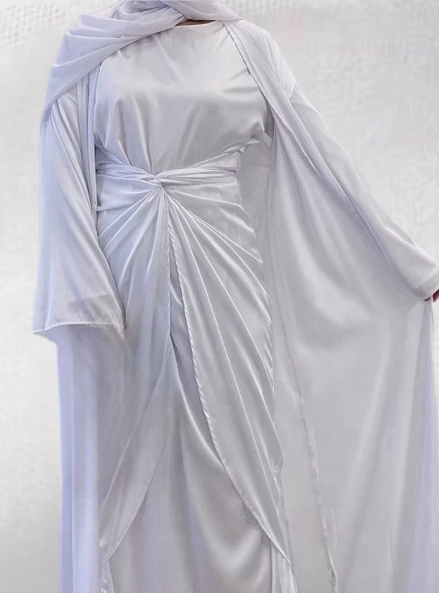 Khadija 2 Piece Set Abaya- White