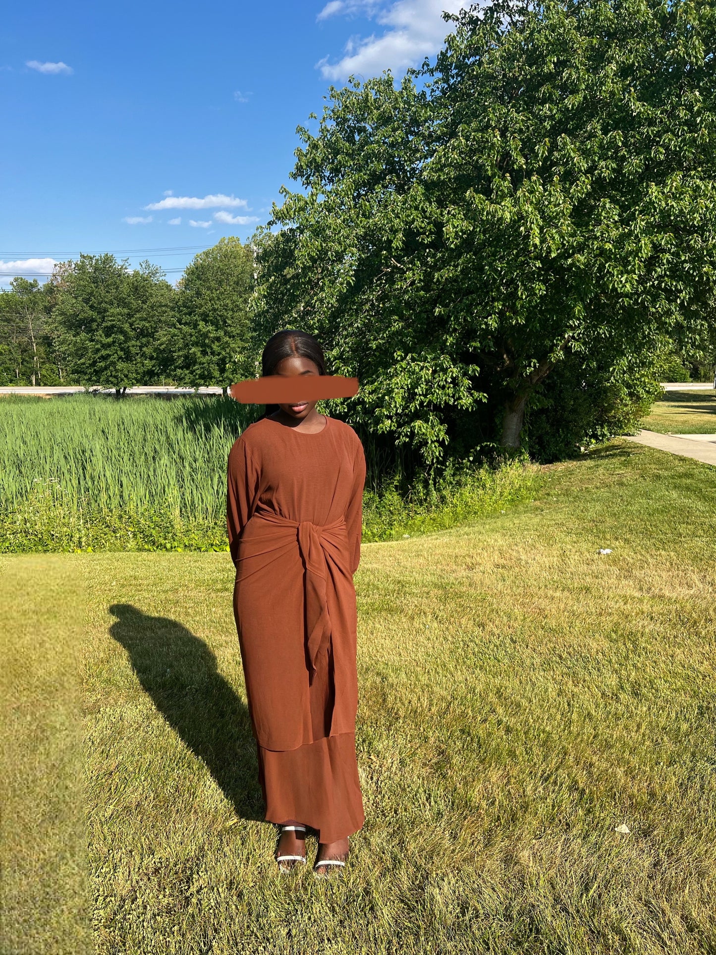 Inaya 2 Piece Wrap Dress - Coffee