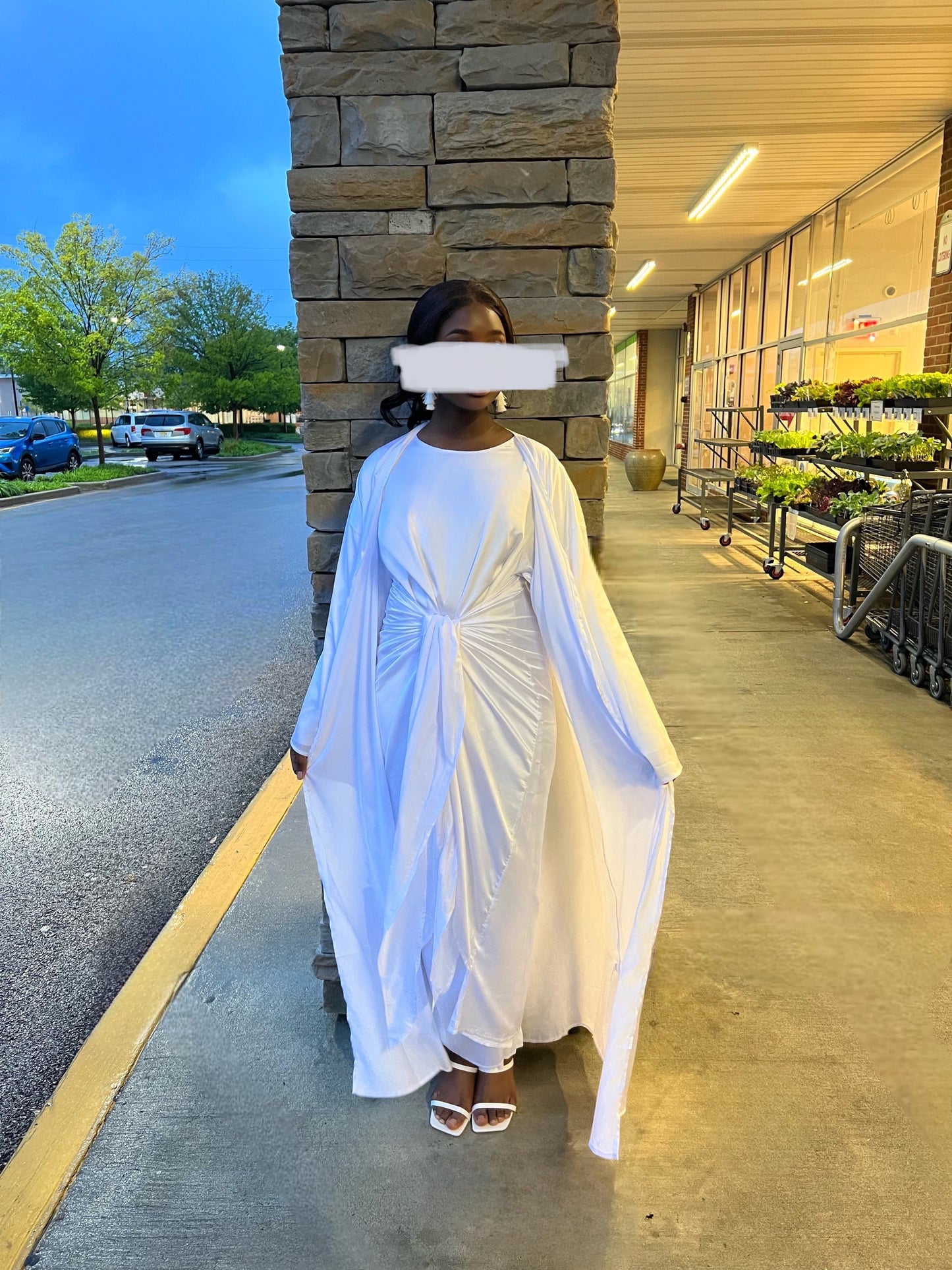 Khadija 2 Piece Set Abaya- White