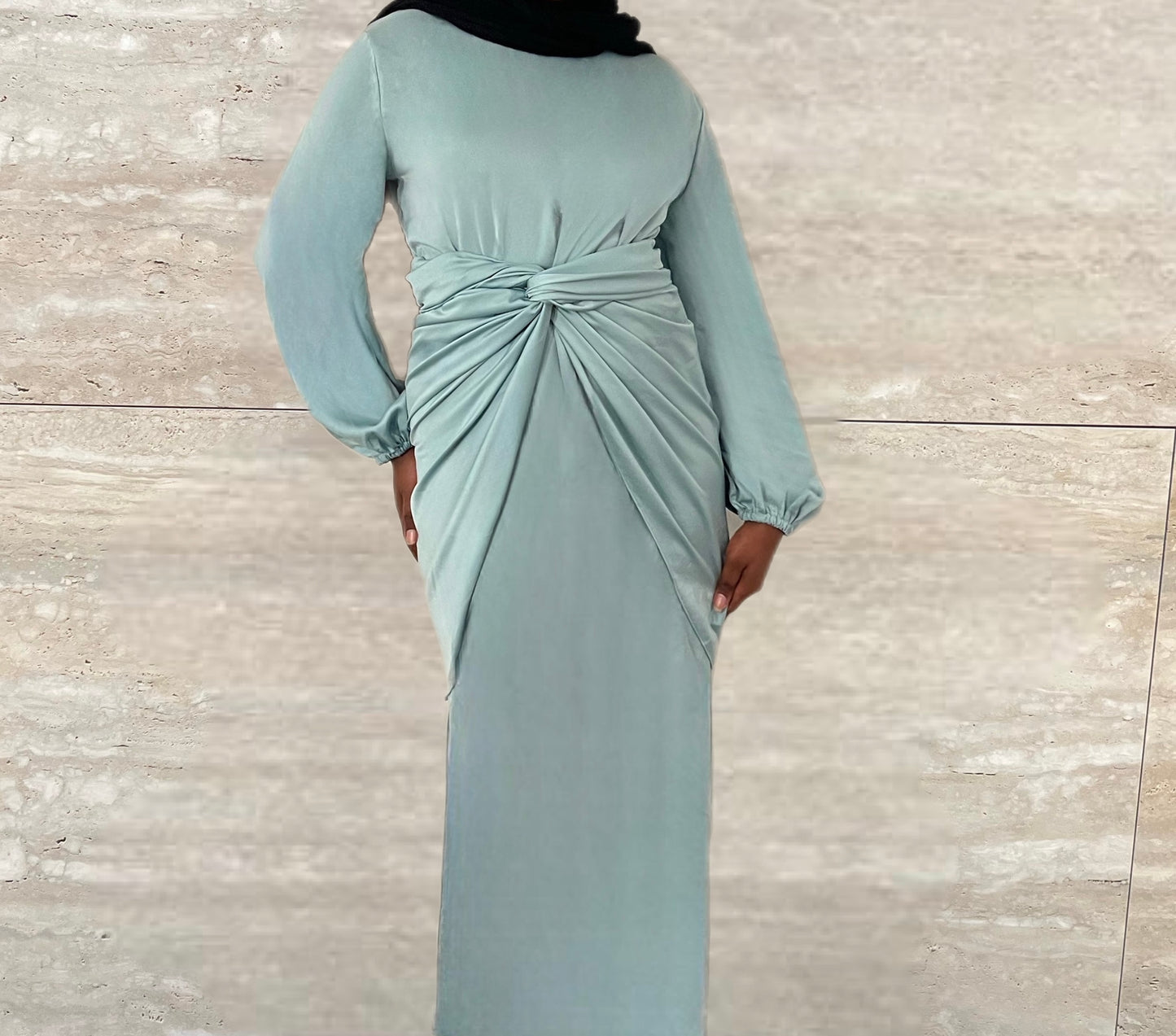 Salma 2 Piece Satin Wrap Dress - Mint