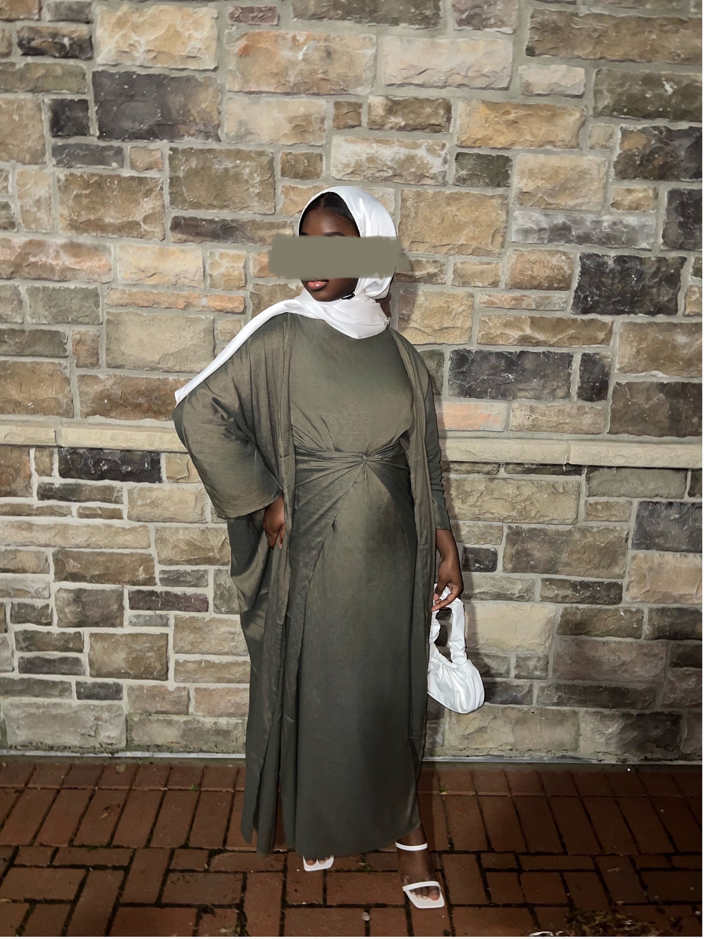 Myriam 3 piece Set Abaya- Army Green