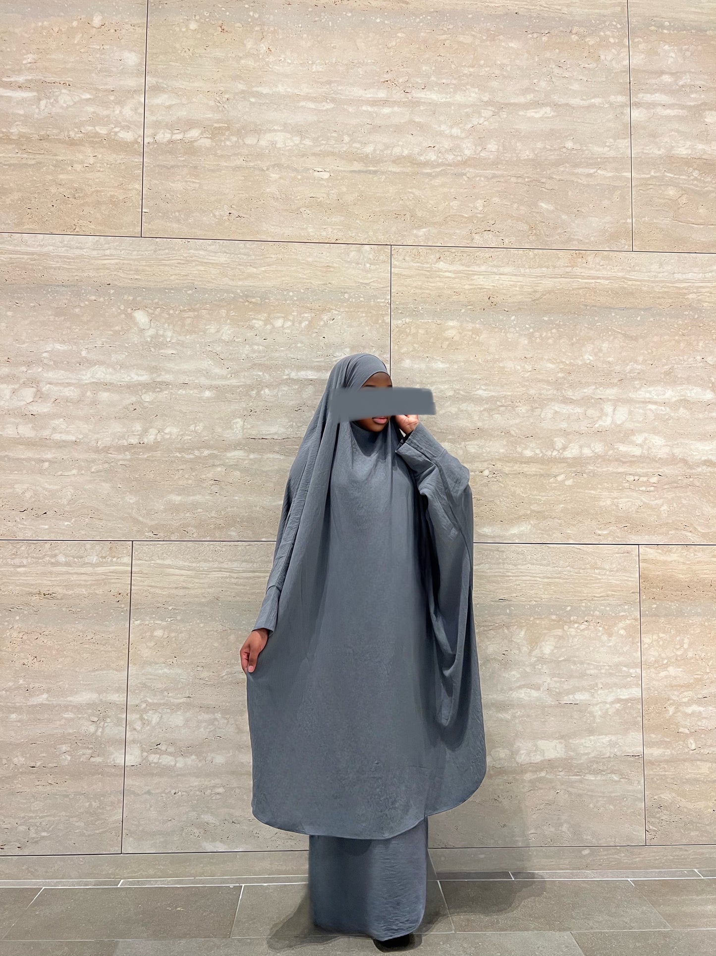 Aisha 2 piece Jilbab Set- Grey