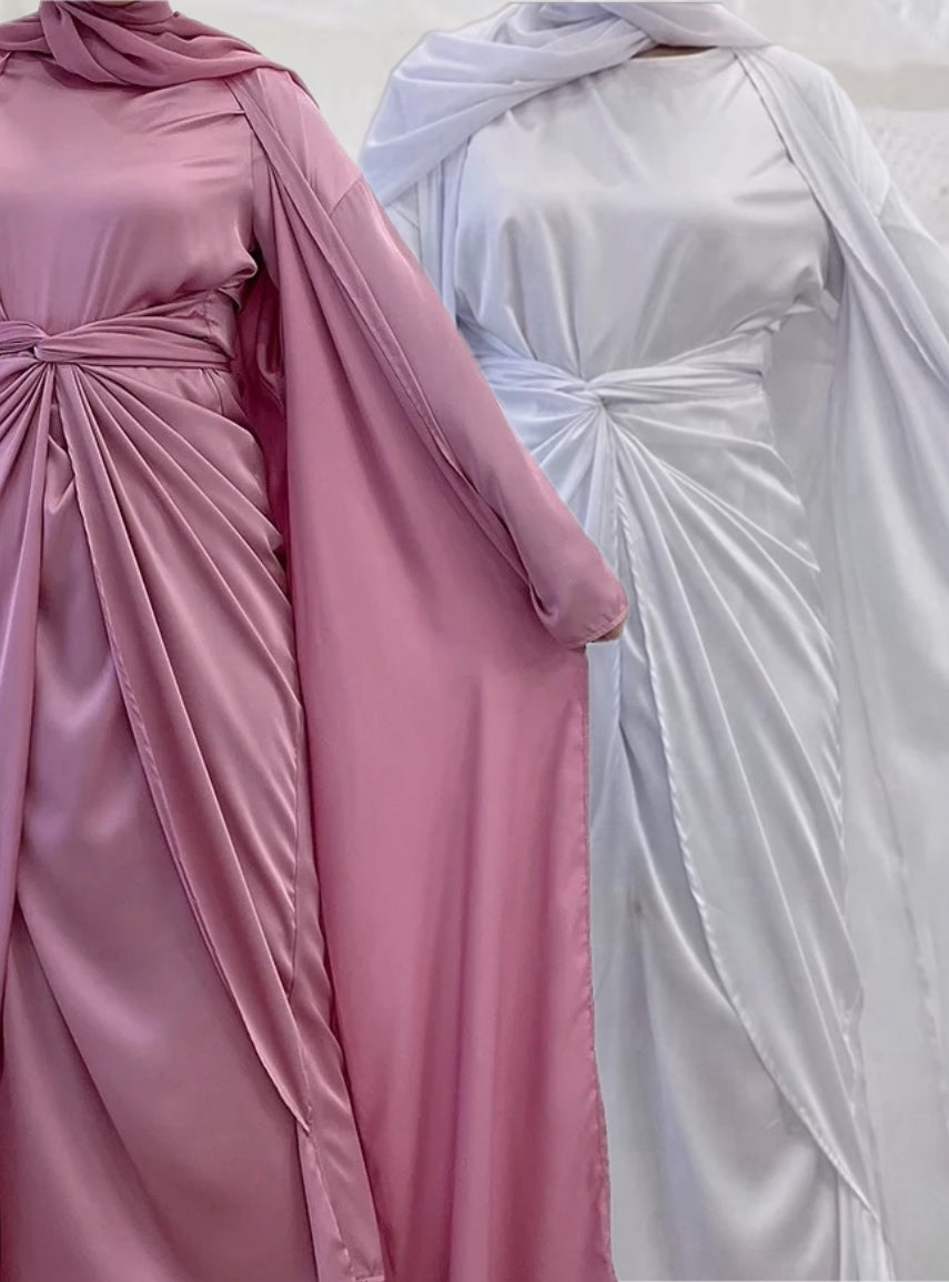 Khadija 2 Piece Set Abaya- Pink