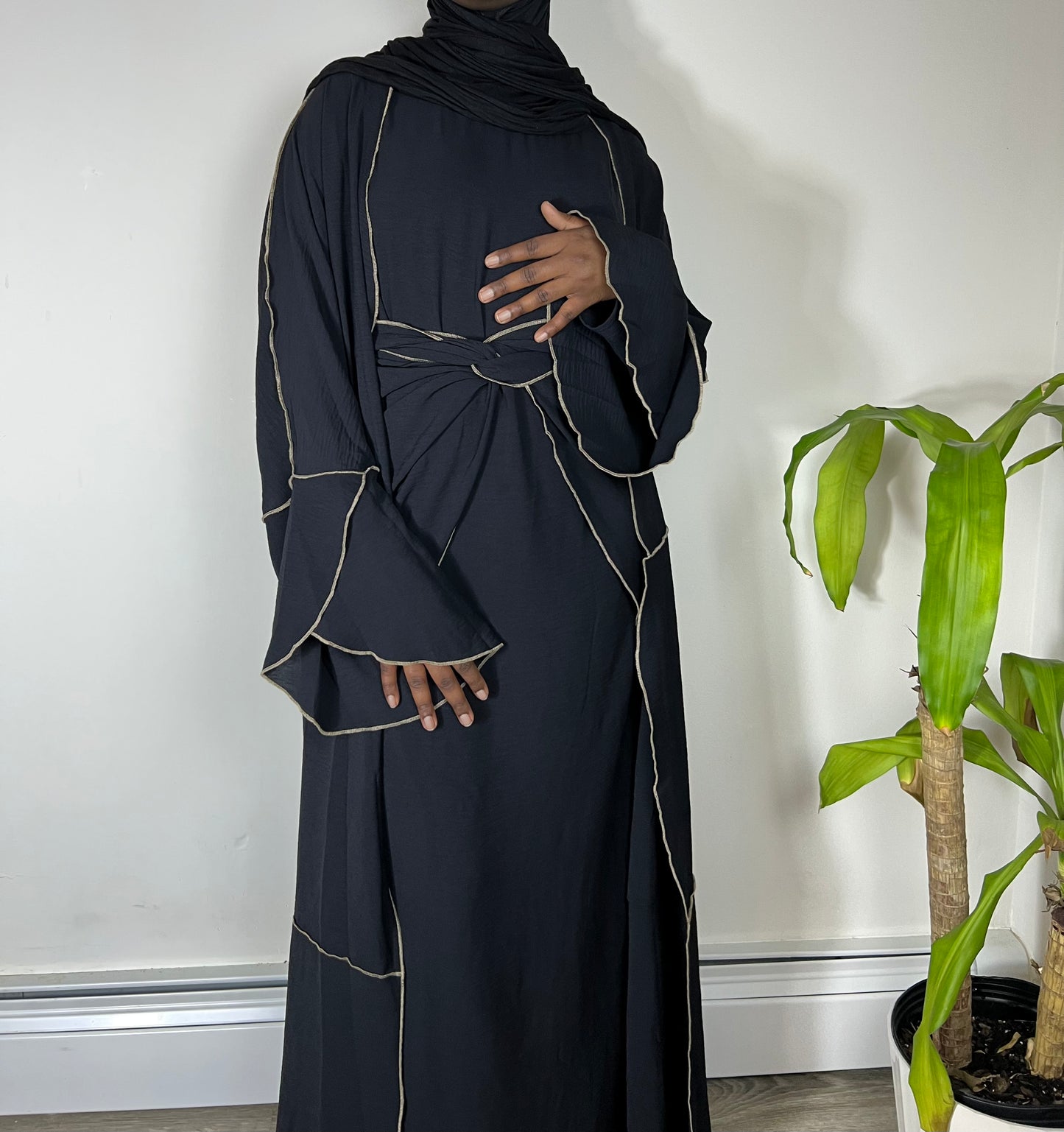 Amira 3 Piece Abaya Set- Black