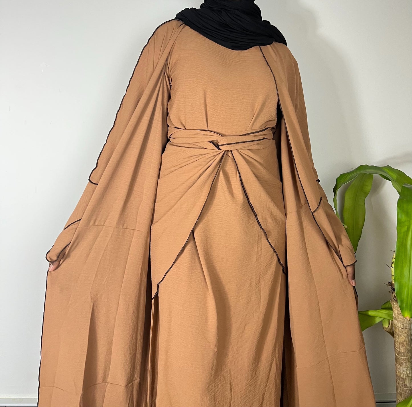 Amira 3 Piece Abaya Set - Brown