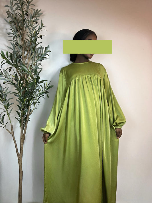 Amina Maxi Abaya Dress - Grass Green