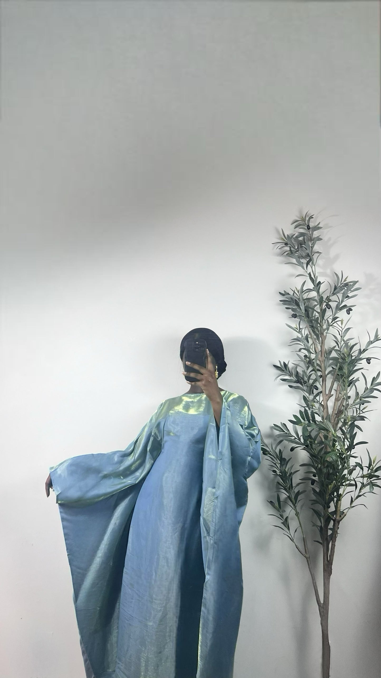 Muneera Shiny Butterfly Abaya Dress- Dark Green