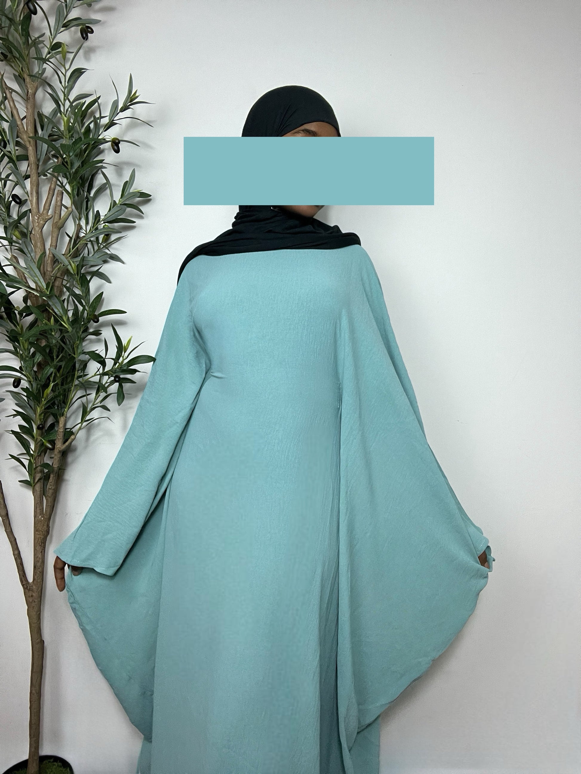 Nabila Butterfly Abaya Dress- Mint Mandi Mory Nabila Butterfly Abaya Dress- Mint Mandi Mory