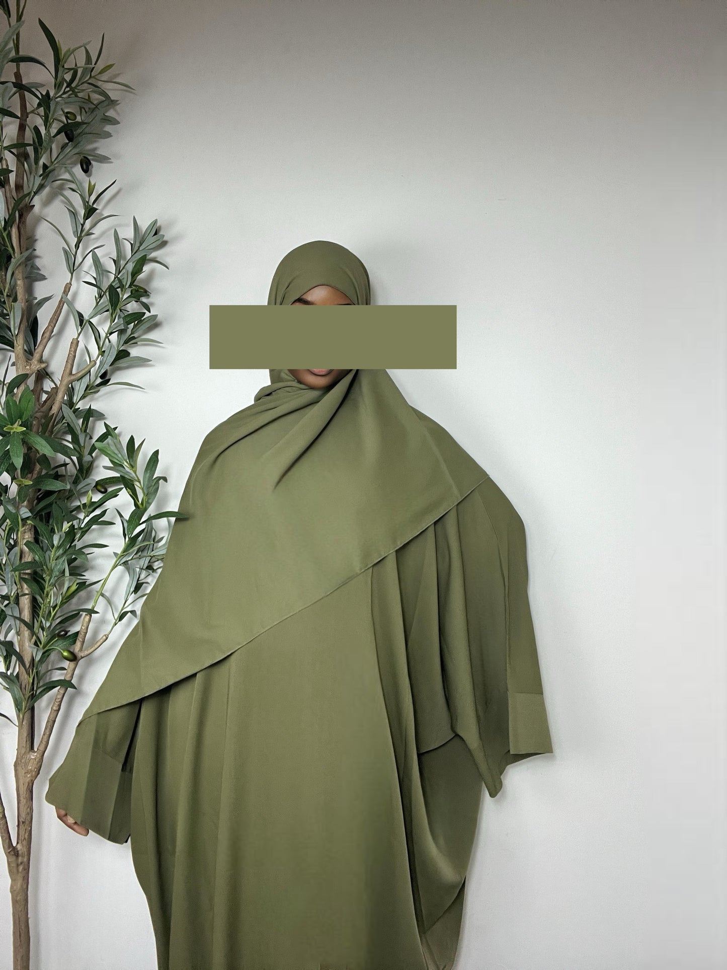 Noor Abaya Dress with Matching Hijab - Army Green