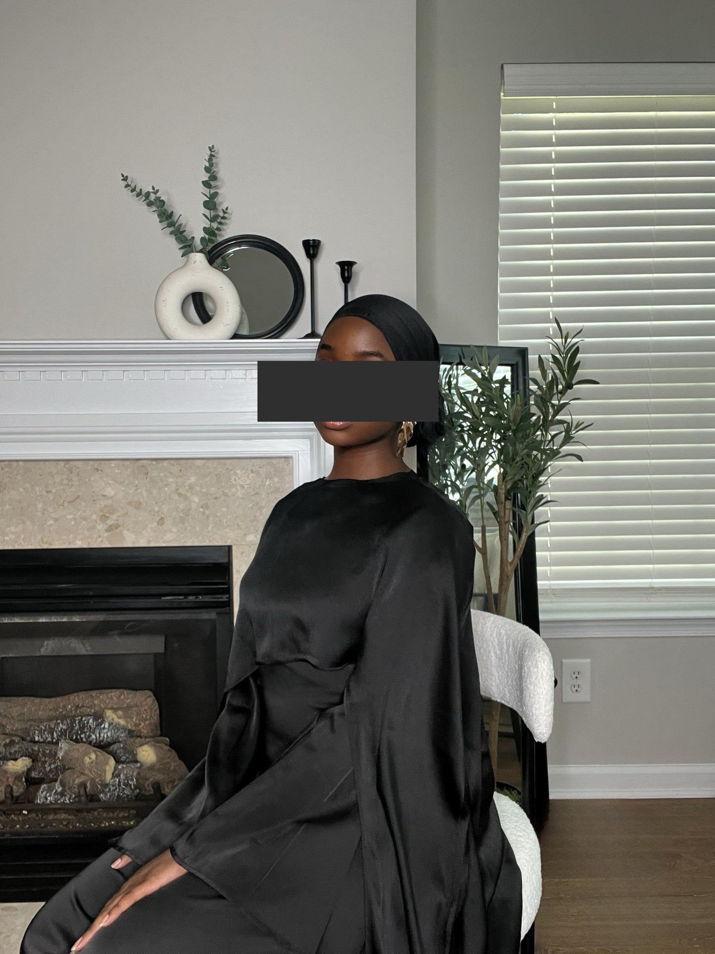 Maisha Cape and Dress Abaya Set-  Black