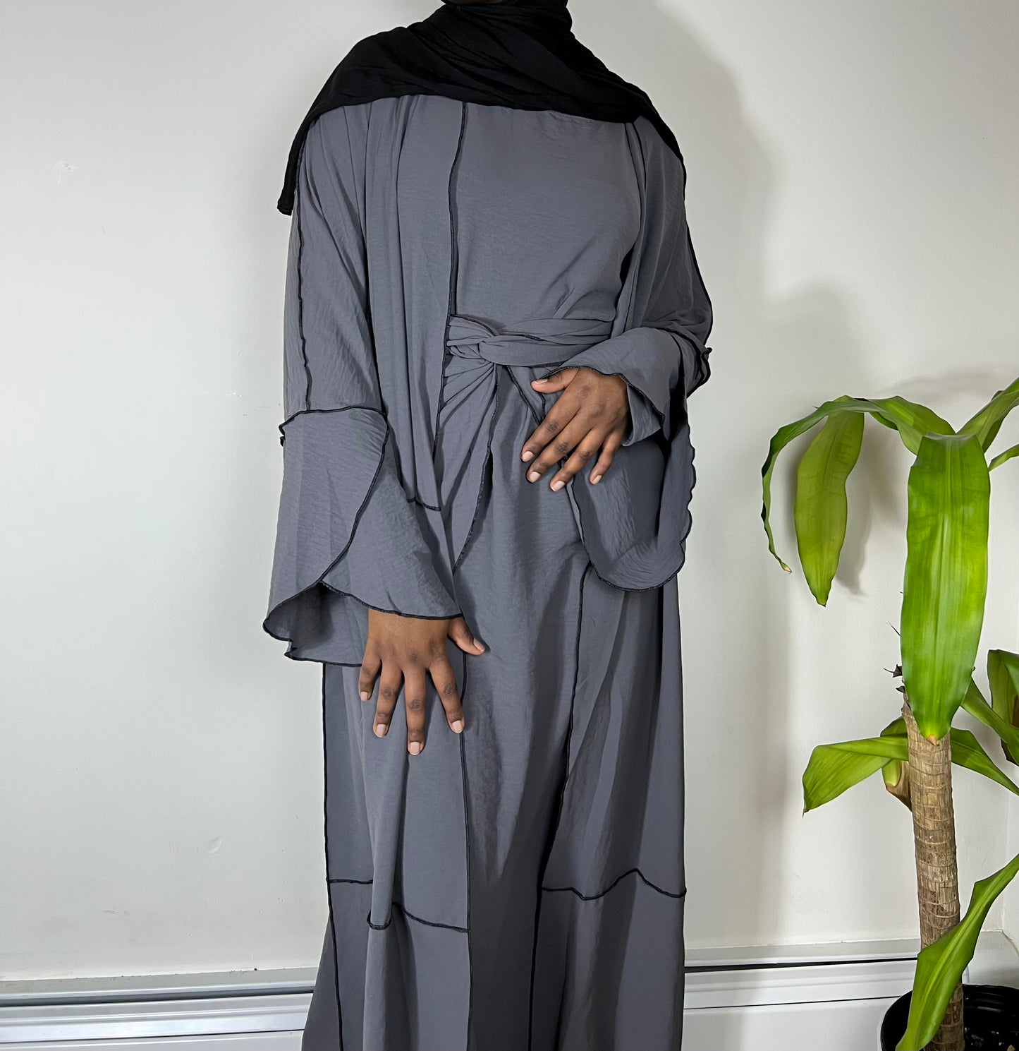 Amira 3 Piece Abaya Set - Grey