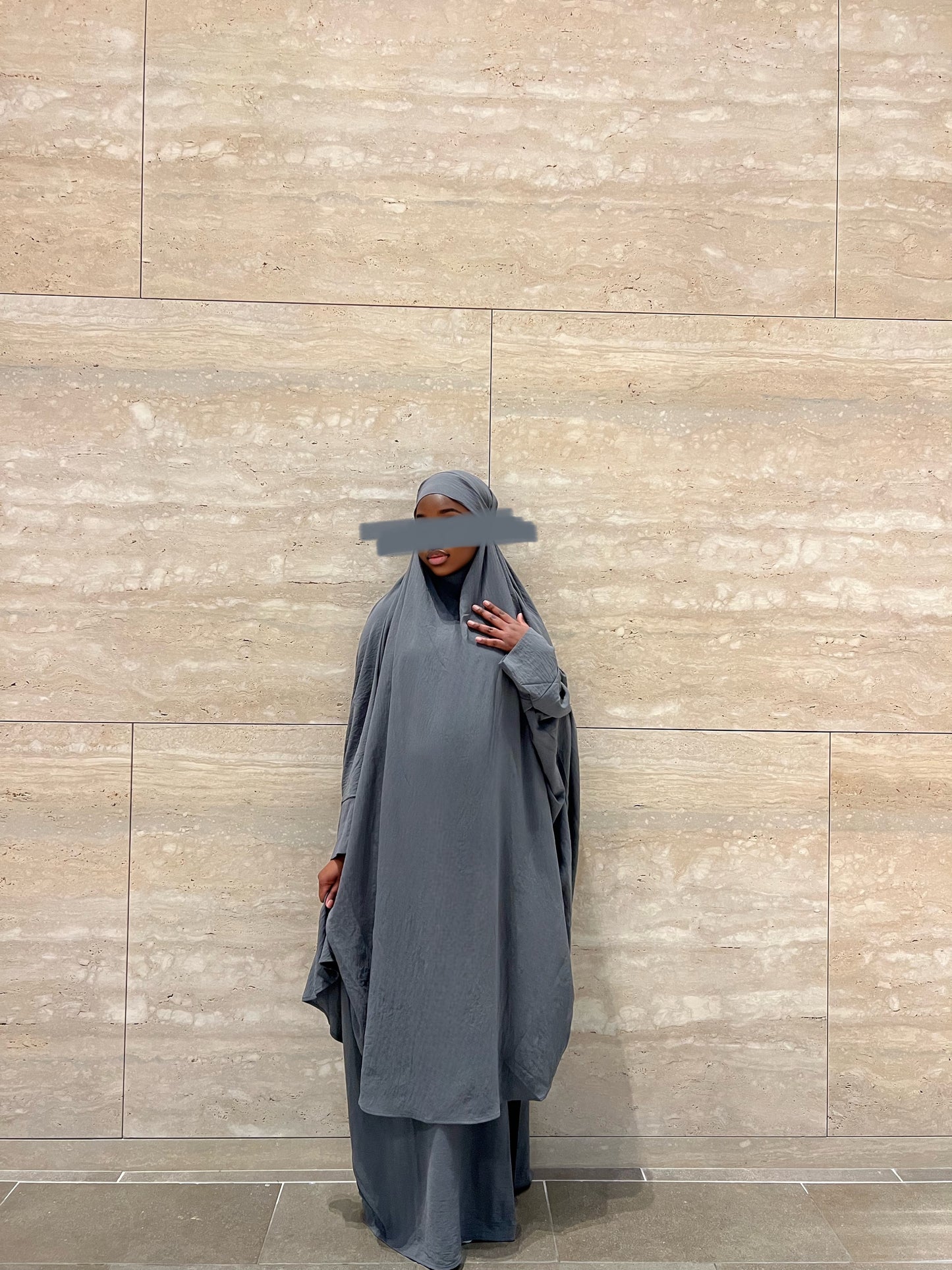 Aisha 2 piece Jilbab Set- Grey
