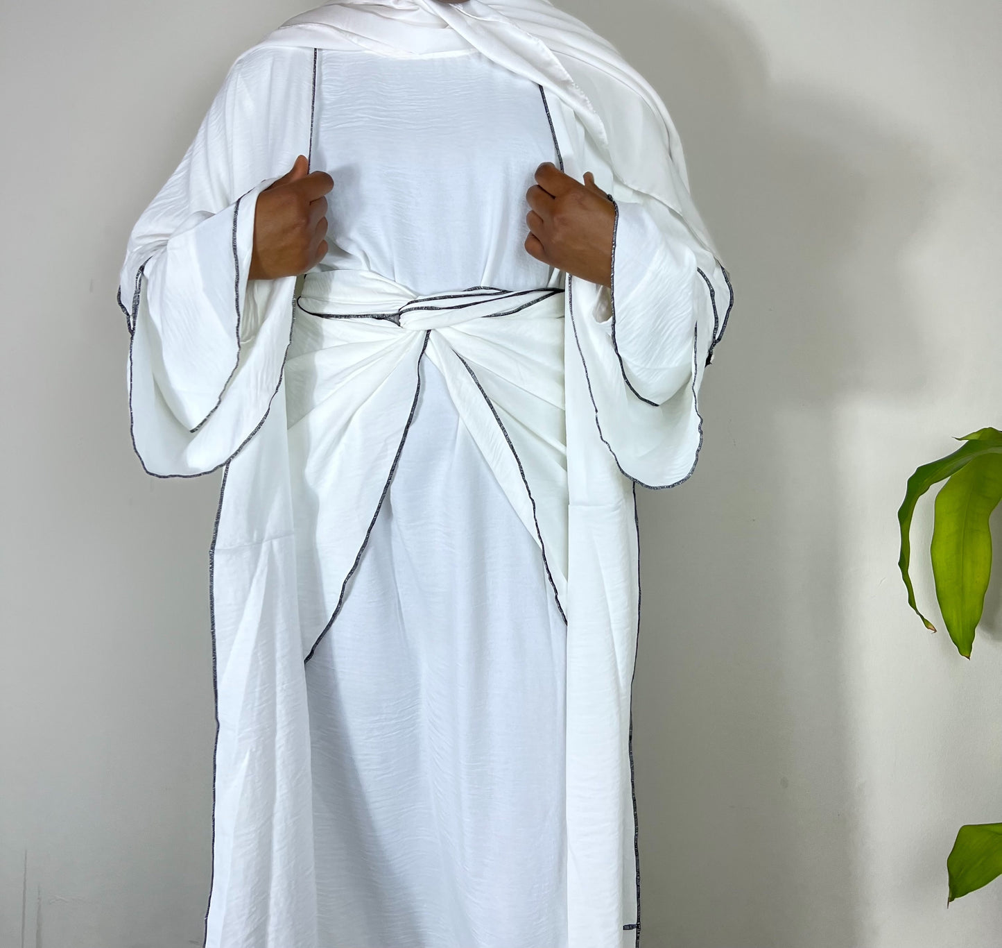 Amira 3 Piece Abaya Set - White