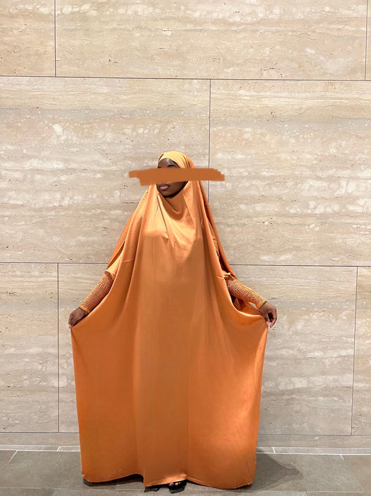 Fatima One Piece Full Length Jilbab - Orange