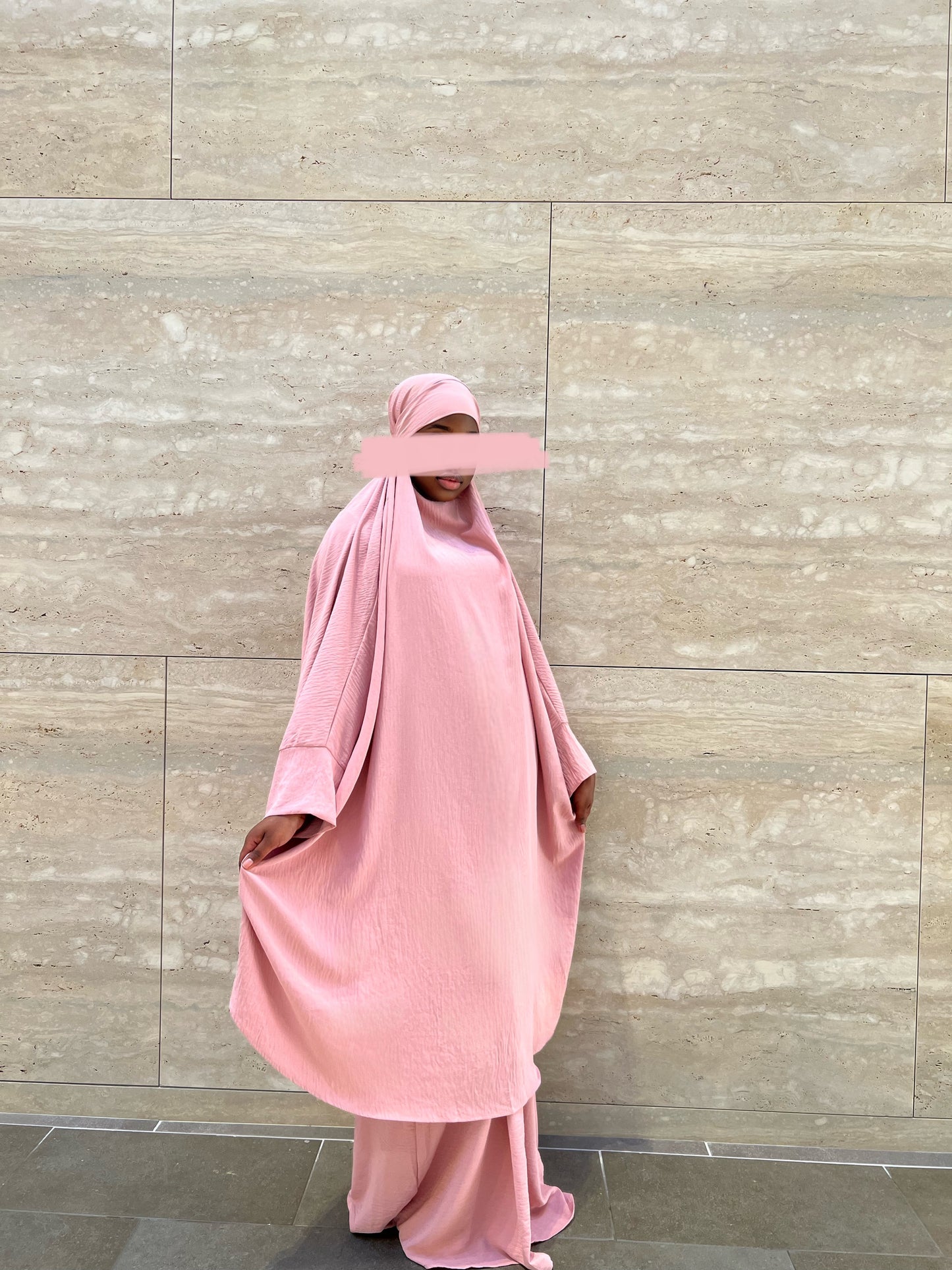 Aisha 2 piece Jilbab Set- Pink
