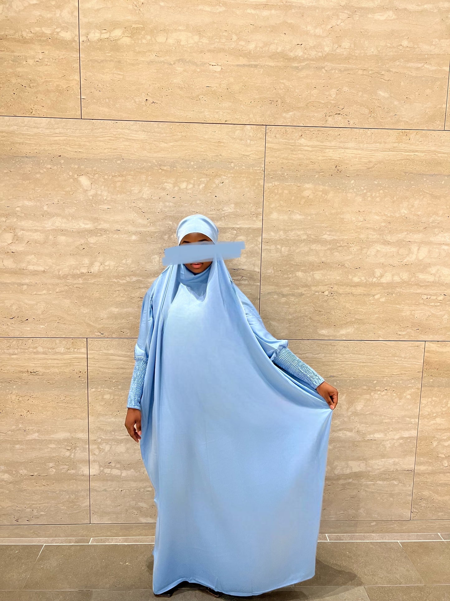 Fatima One Piece Full Length Jilbab - Light Blue