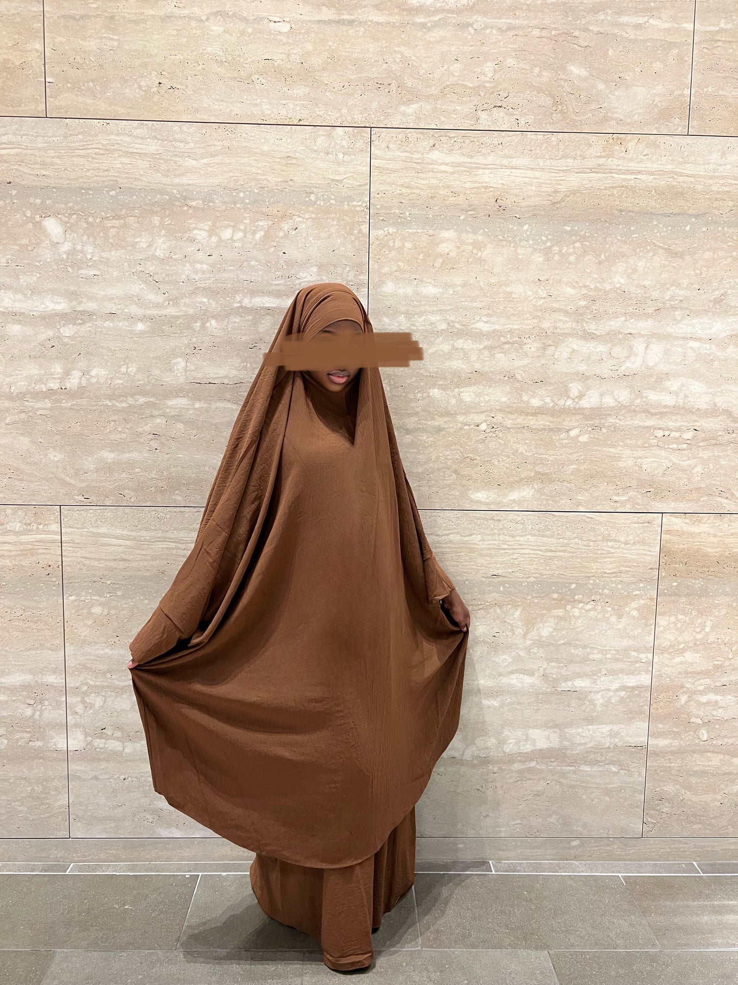 Aisha 2 piece Jilbab Set- Brown