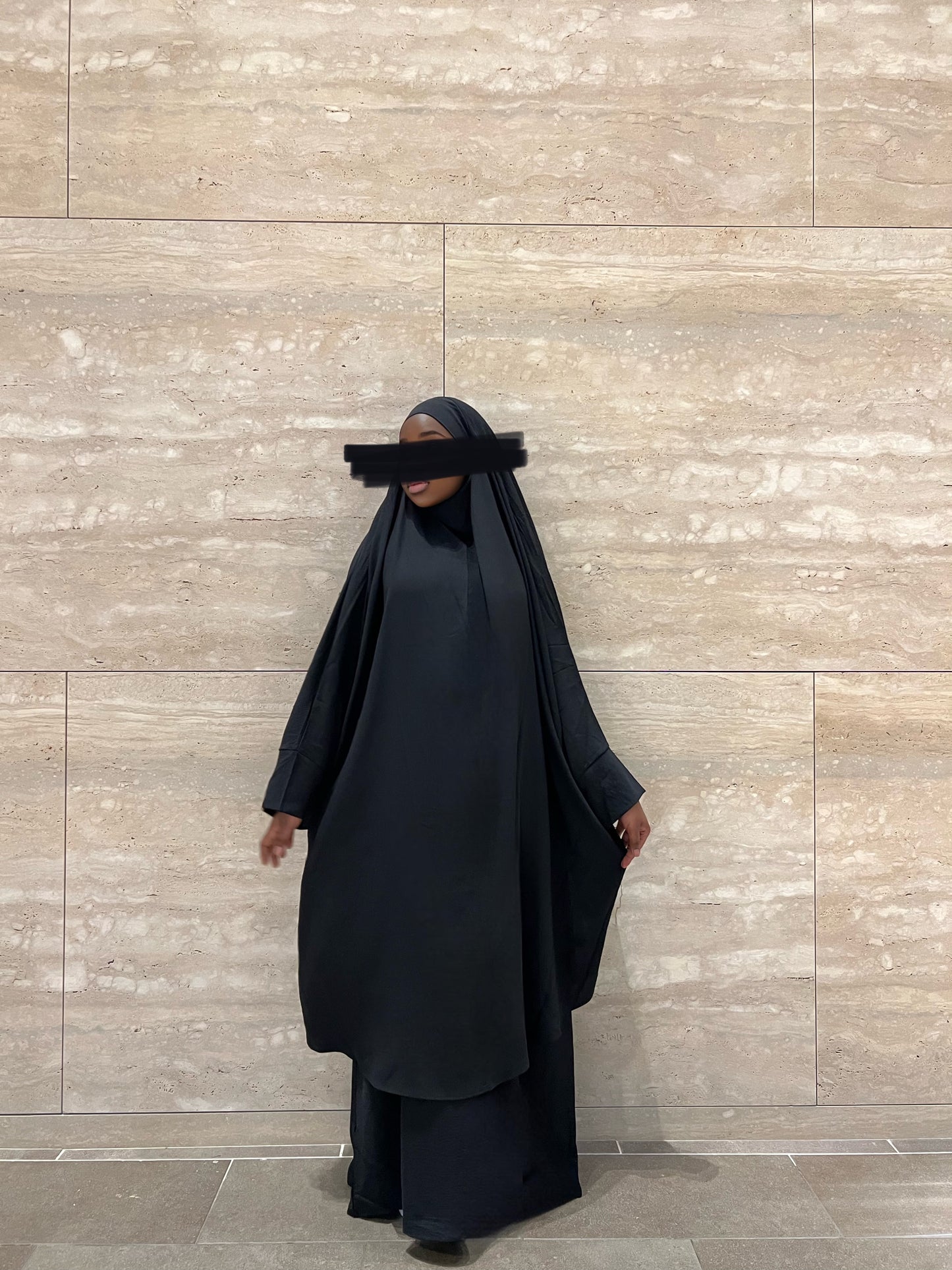 Aisha 2 piece Jilbab Set- Black
