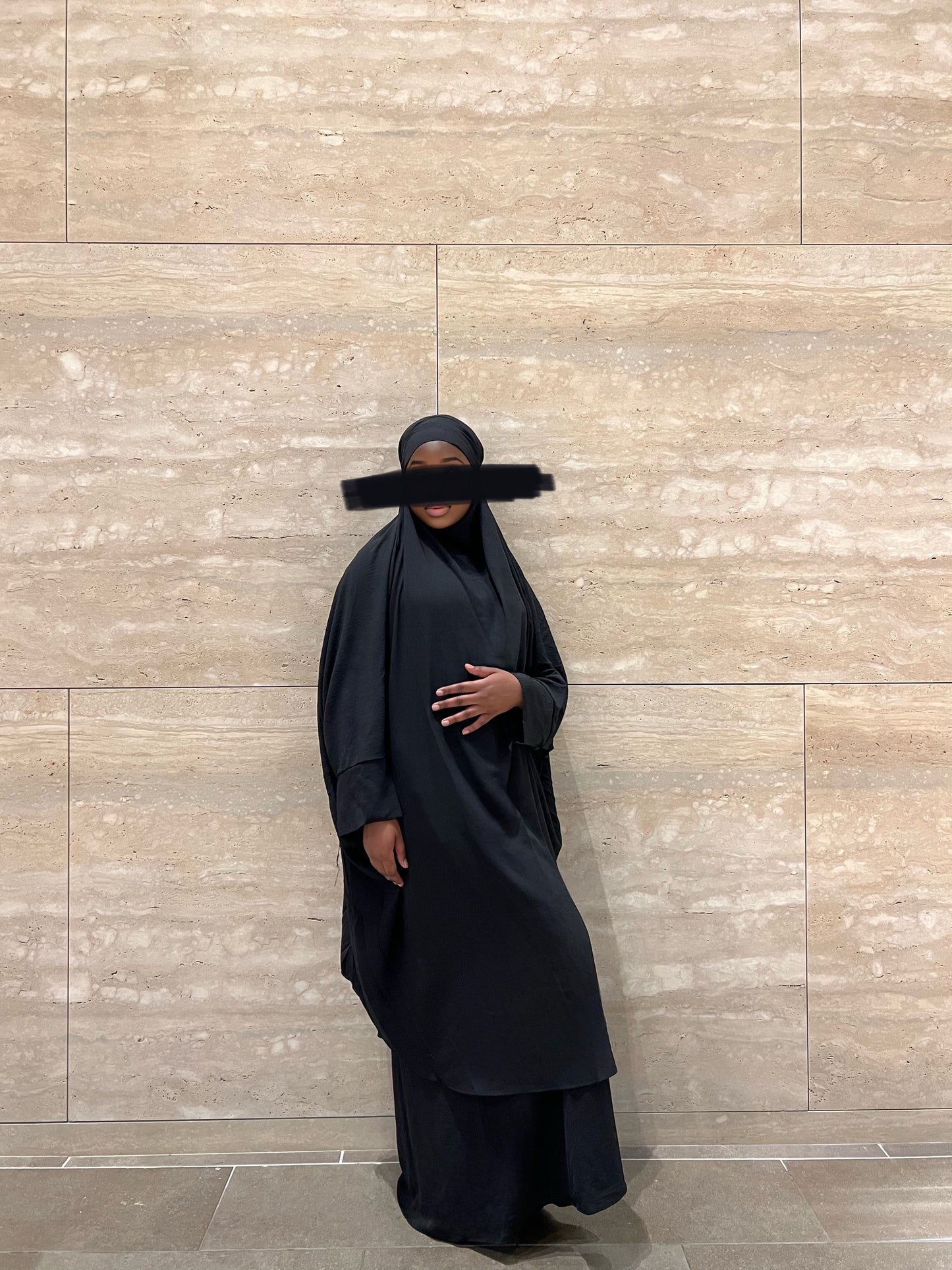 Aisha 2 piece Jilbab Set- Black
