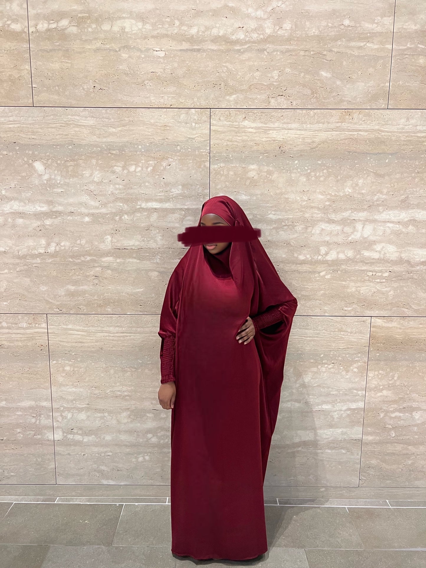 Fatima One Piece Full Length Jilbab - Burgundy