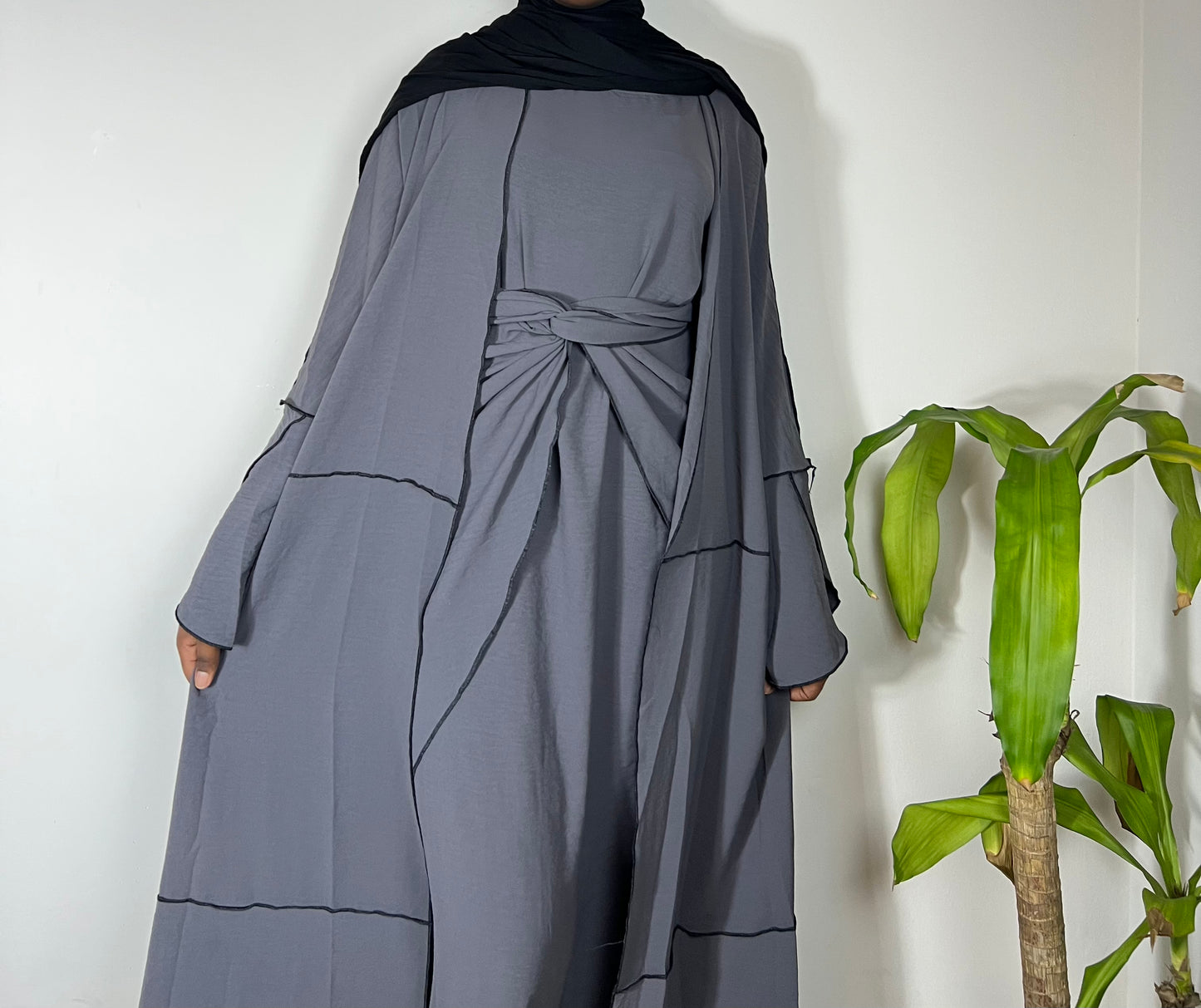 Amira 3 Piece Abaya Set - Grey