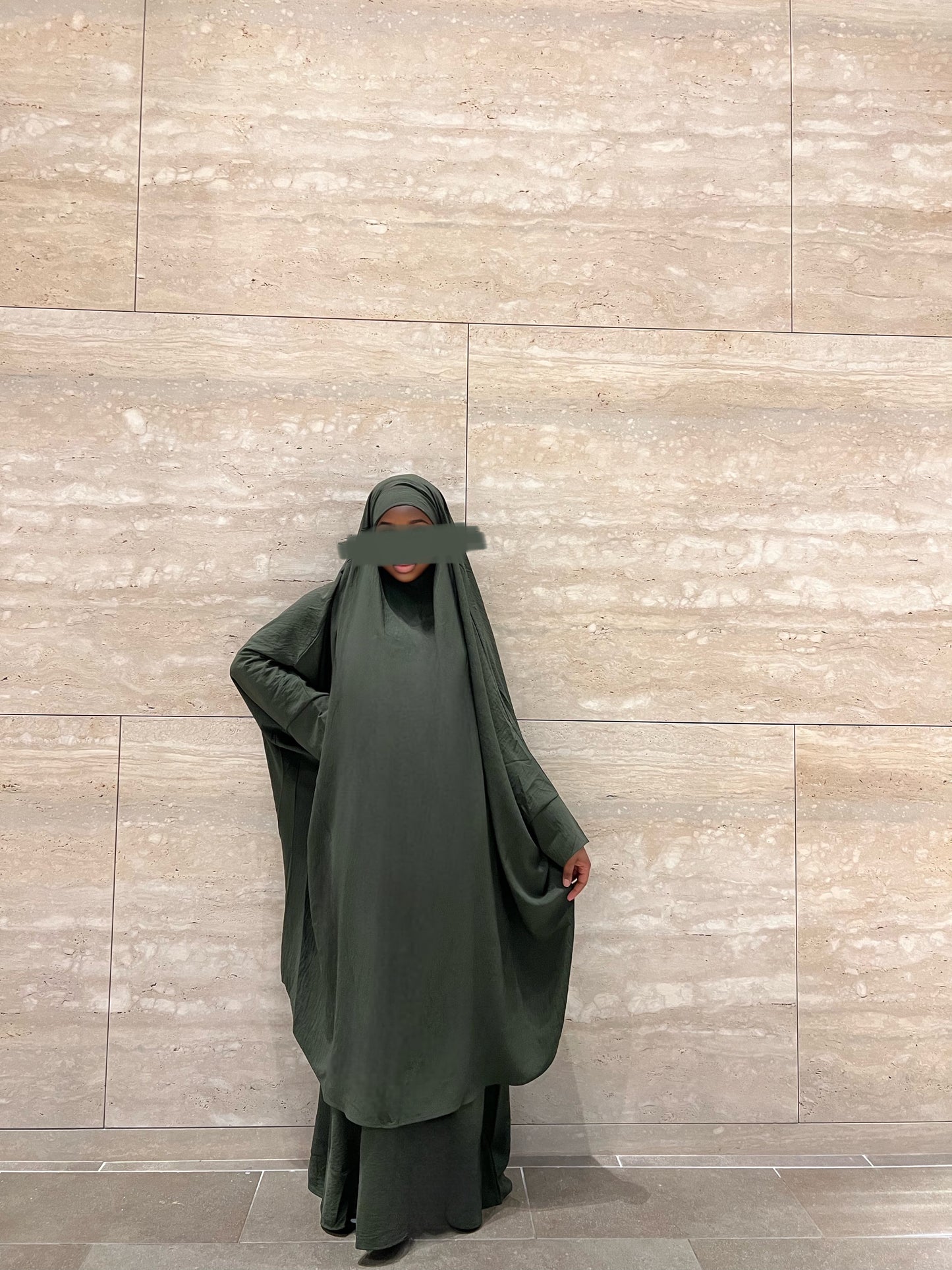 Aisha 2 piece Jilbab Set- Army Green
